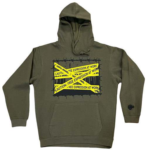 Caution Tape Hoodie (Olive Green)