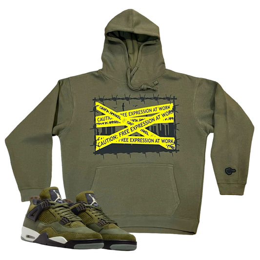 Caution Tape Hoodie (Olive Green)