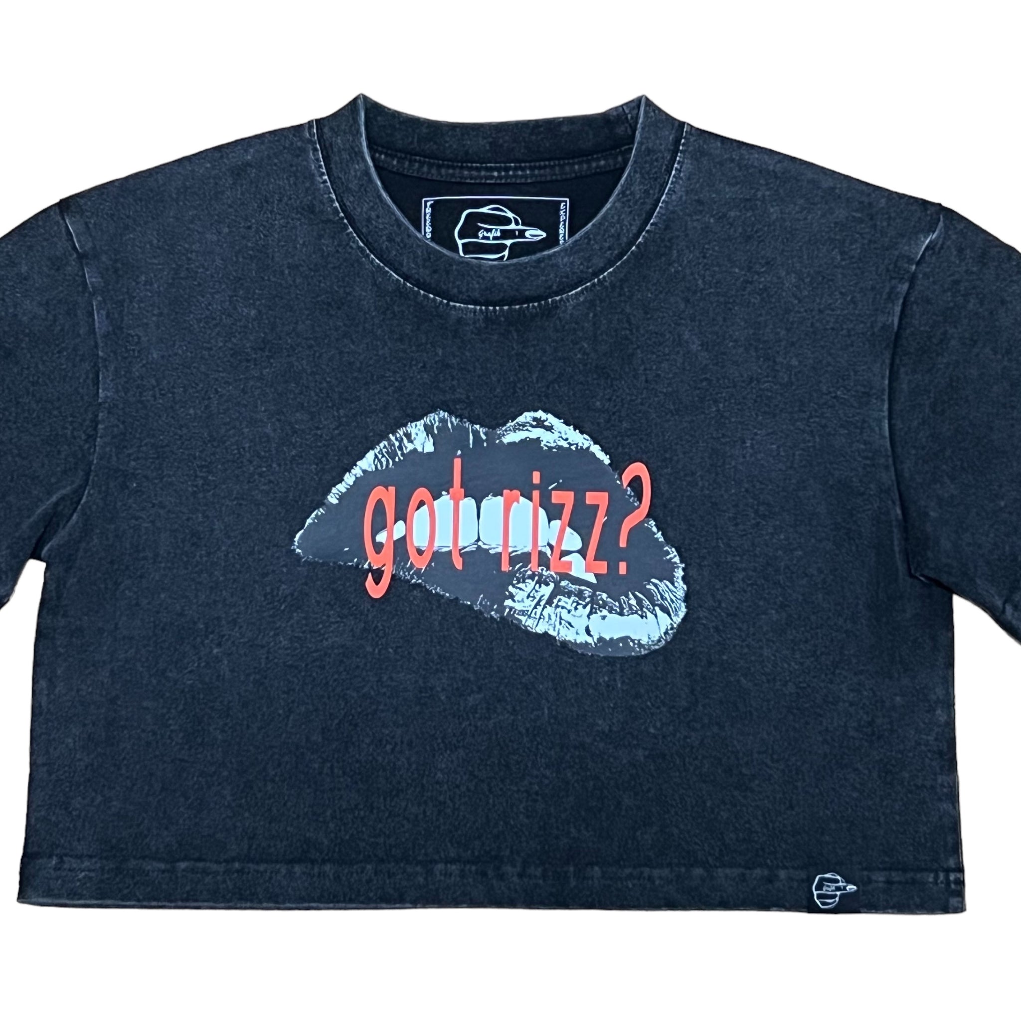 Got Rizz? Crop Top (Acid Washed Black)