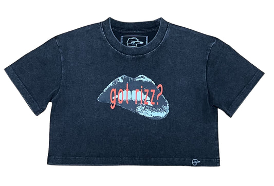 Got Rizz? Crop Top (Acid Washed Black)